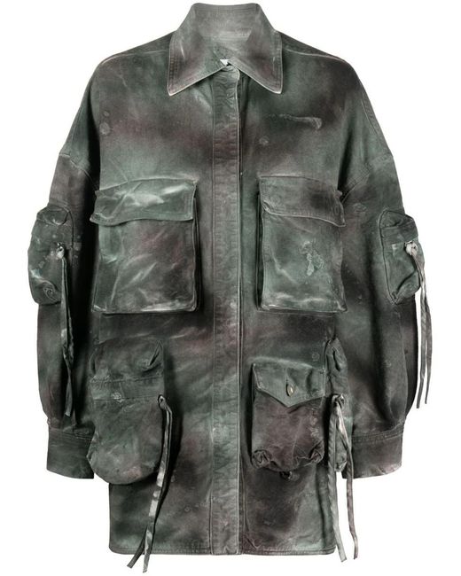The Attico Gray Fern Distressed Denim Jacket