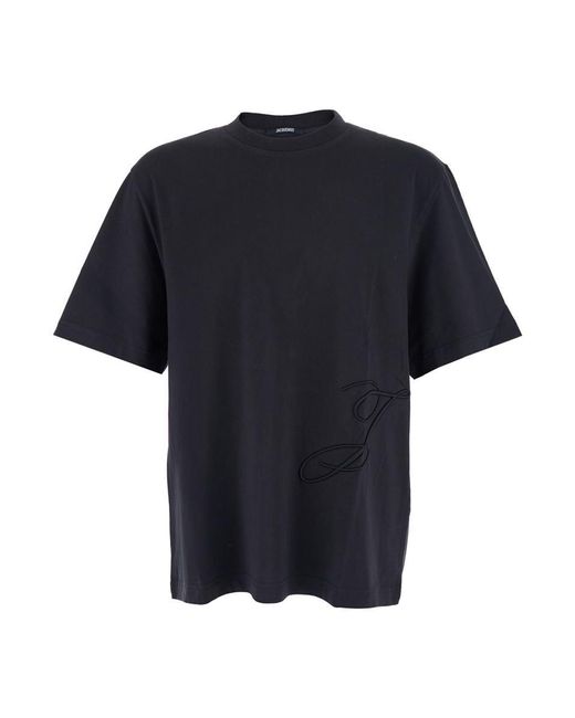 Jacquemus Black 'Le T-Shirt Club' T-Shirt With Logo J On The Front for men