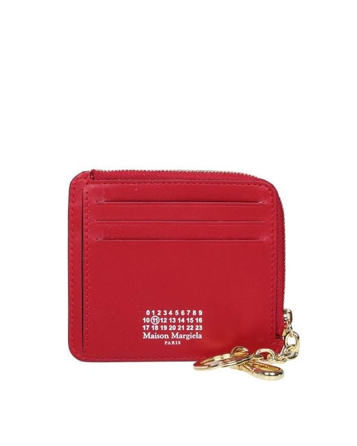 Maison Margiela Red Leather Key Chain Wallet
