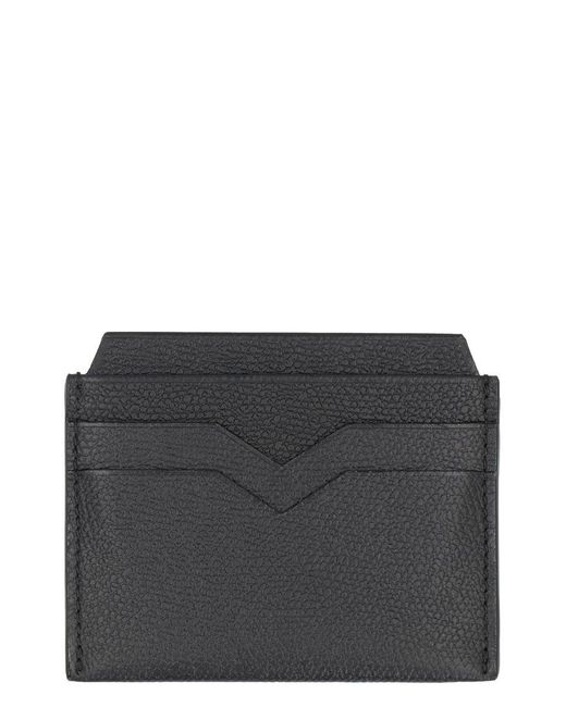 Valextra Gray Leather Card Holder for men