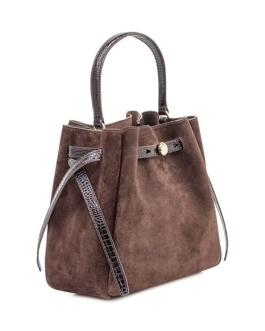 Tory Burch Brown Suede Bag With Leather Details