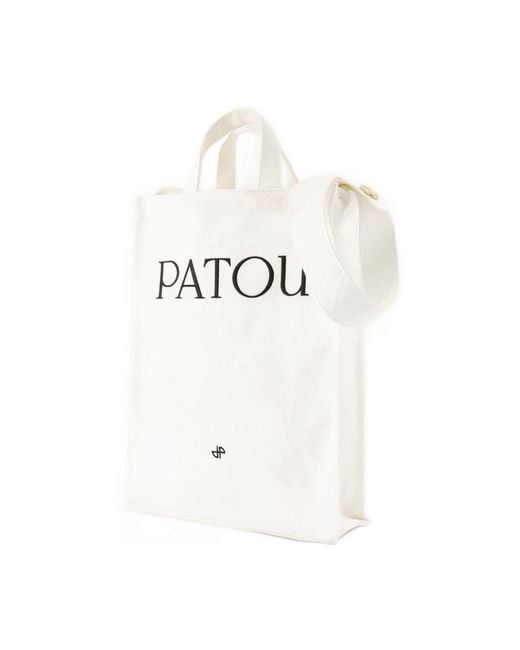 Patou White Vertical Shopper Bag