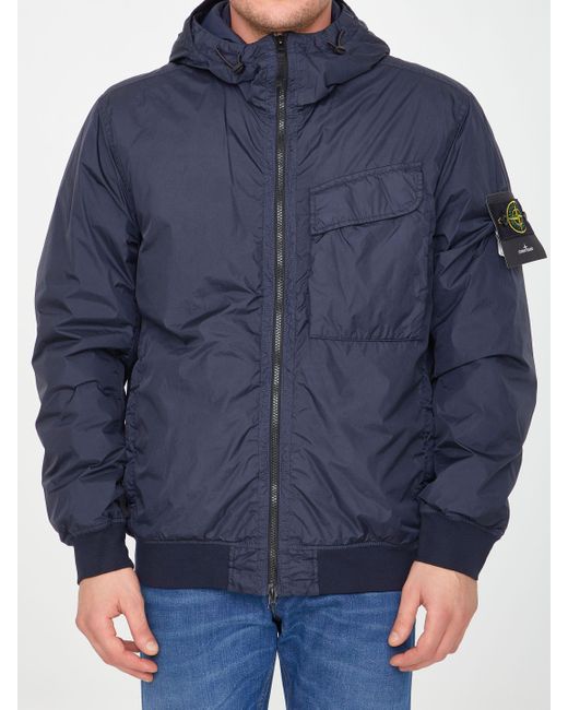 Stone Island Blue Nylon Jacket For Men Lyst