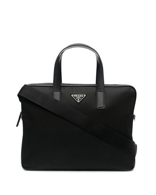 Prada Black Re-nylon Leather-trimmed Briefcase for men