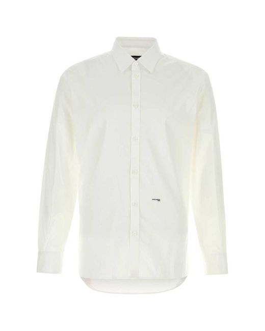 DSquared² White Dsquared Stretch Poplin Shirt for men