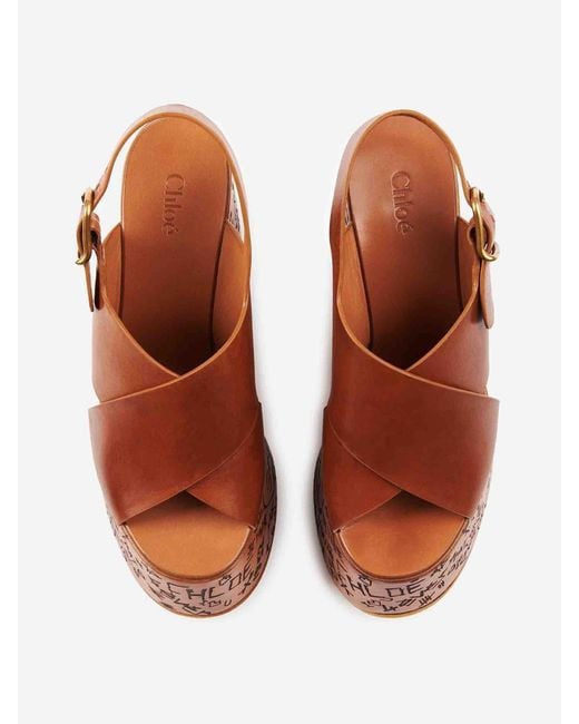 Chloé Brown Maxime Wedge Sandals
