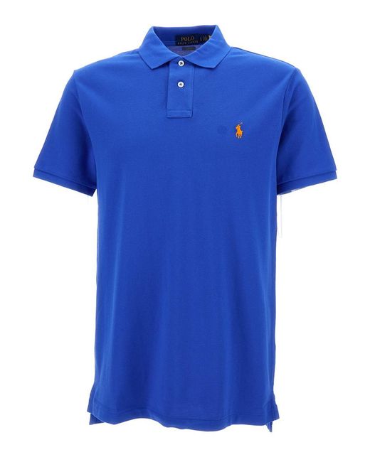 Polo Ralph Lauren Blue Polo Shirt With Logo Embroidery for men
