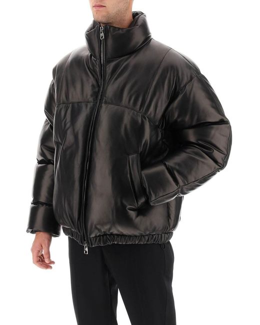 Alexander McQueen Black Quilted Leather Puffer Jacket for men