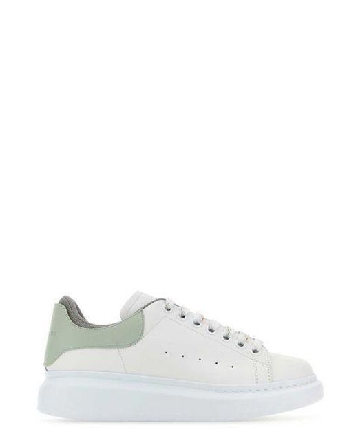 Alexander McQueen White Luxe Leather Lace Up Sneakers