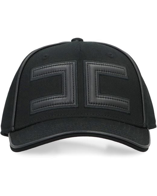 Elisabetta Franchi Black Baseball Cap In Gabardine