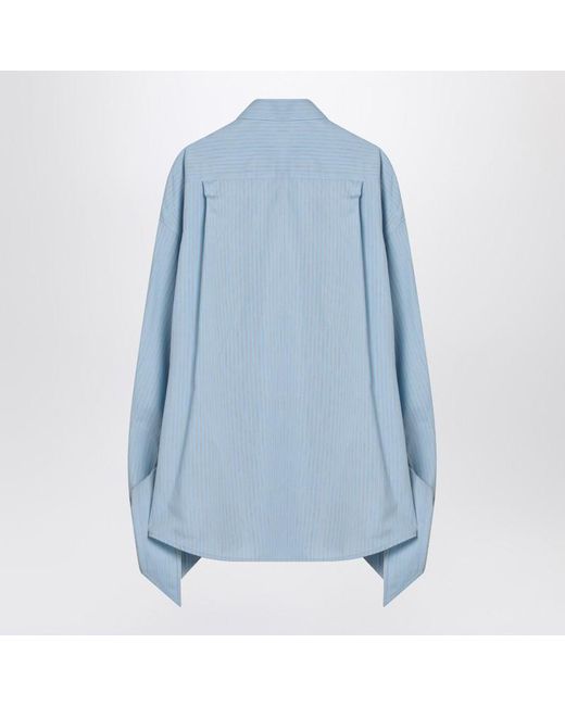 Balenciaga Blue Light Striped Shirt With Knotted Cuffs