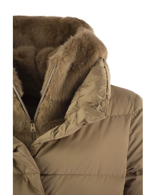 Herno Down Jacket With Bib And Cruelty Free Fur Hood in Green Lyst UK