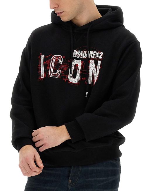 DSquared² Black Icon" Scribble Cool Fit Sweatshirt for men