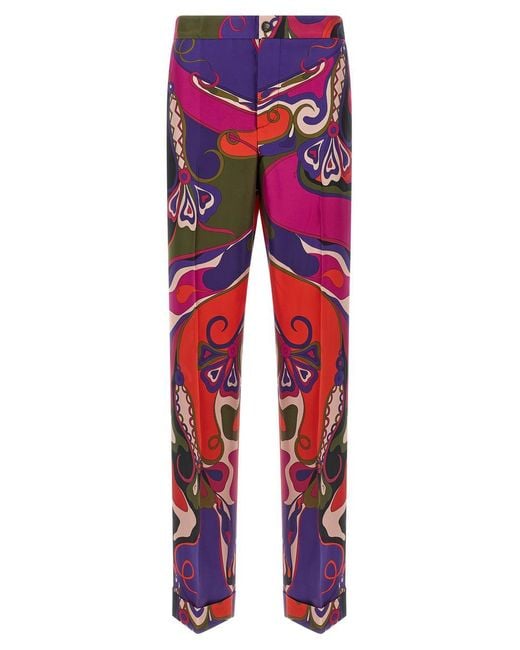 Emilio Pucci Red Patterned Pants