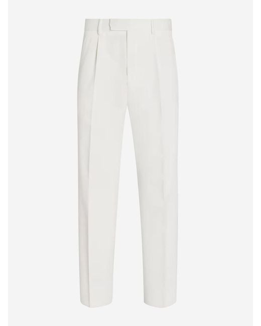 Zegna White Formal Cotton Pants for men