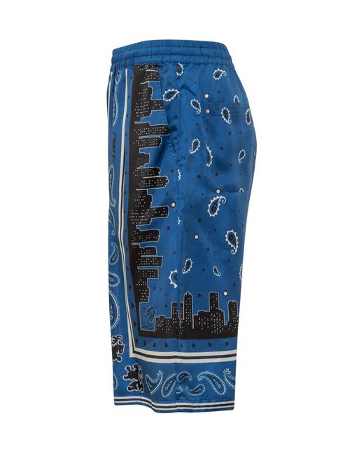 Off-White c/o Virgil Abloh Blue Shorts With Bandana Pattern for men