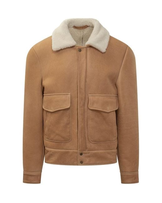 Salvatore Santoro Brown Shearling Jacket With Collar for men