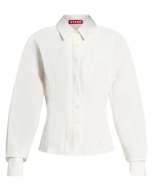 Staud White Ophelia Pintuck-detail Shirt