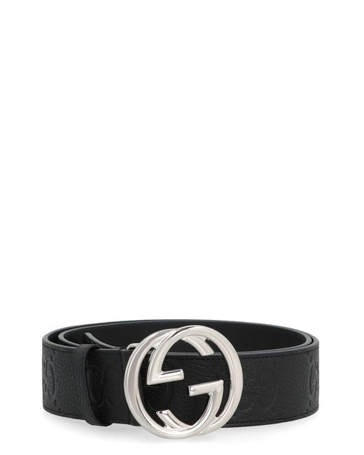Gucci Black Grainy Leather Belt for men