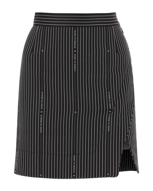 Vivienne Westwood Black 'rita' Wrap Mini Skirt With Pinstriped Motif