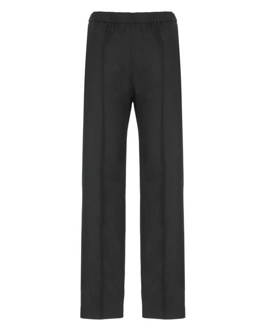 Fabiana Filippi Black Virgin Wool Elastic Waist Pants