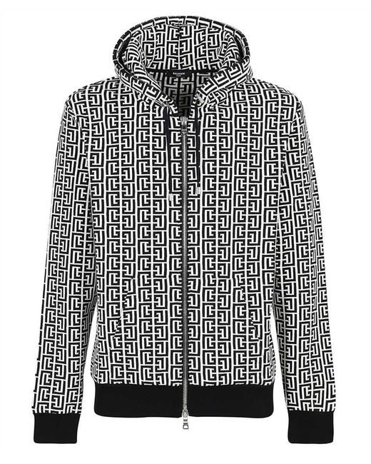 Balmain Gray Knitted Full-zip Sweatshirt for men