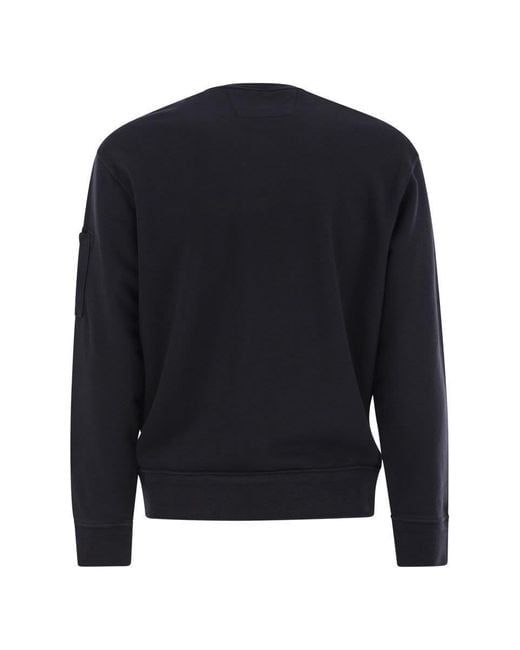C P Company Blue Cotton Sweatshirt With Lens for men