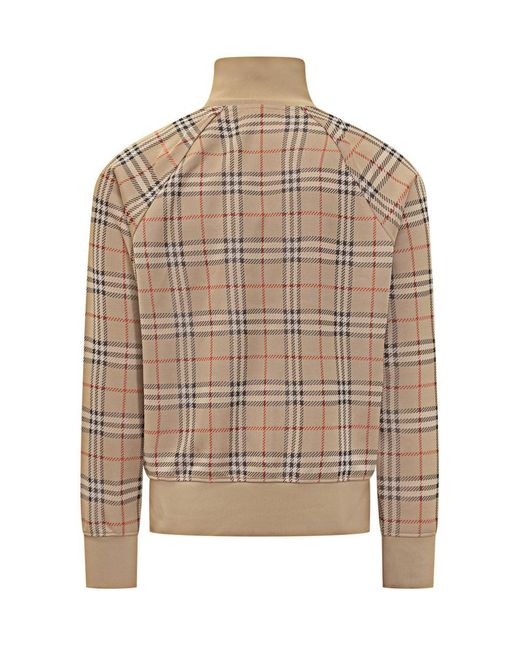 Burberry Check Pattern Track Jacket in Brown for Men | Lyst UK