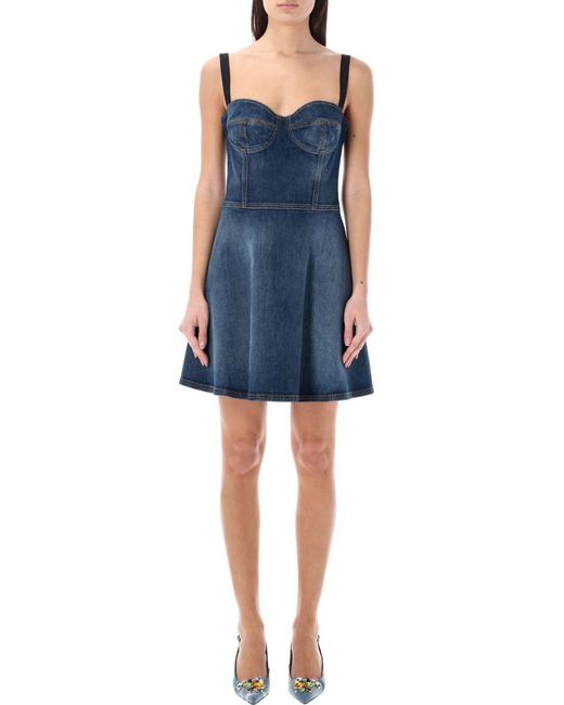Dolce & Gabbana Blue Denim Corset Dress