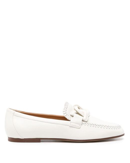 Tod's White Kate Leather Loafers