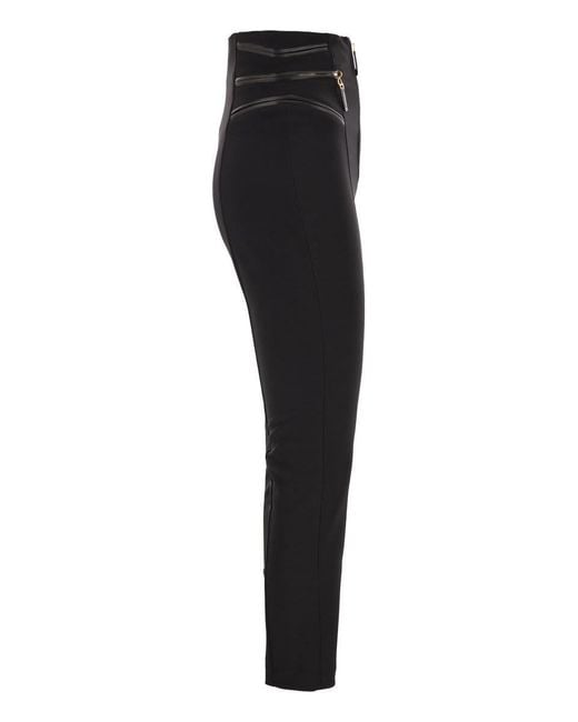Elisabetta Franchi Black Crepe Trousers With Zip Details