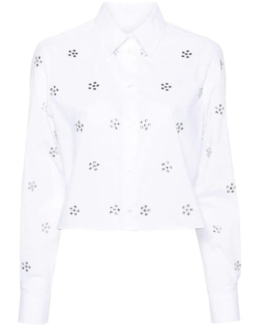 MSGM White Shirt With Rhinestones