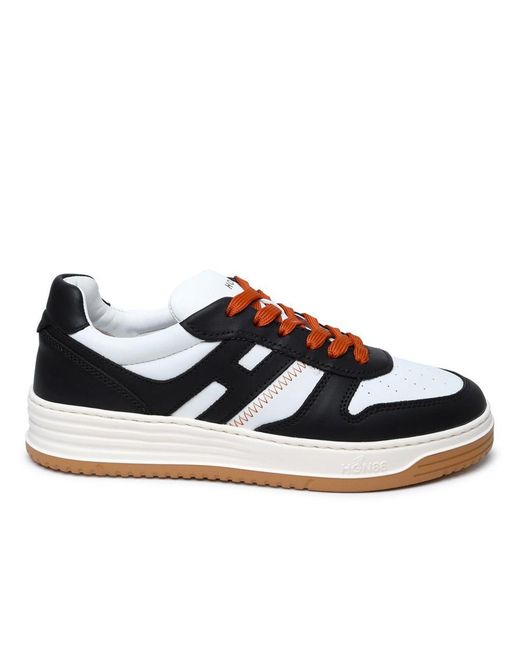 Hogan White And Black Leather Sneakers for men