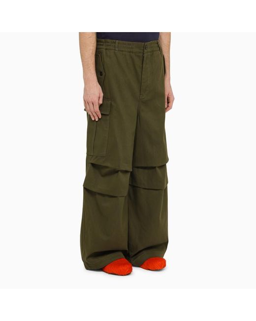 Marni Green Dark Blend Wide Cargo Trousers for men