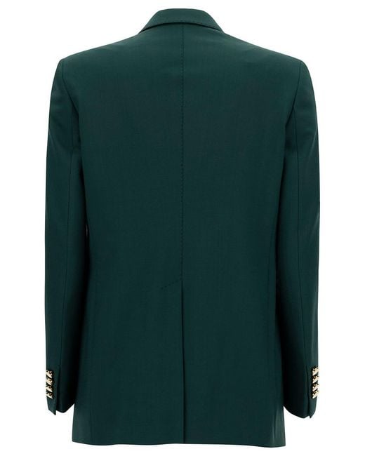 Tagliatore Green Jasmine Double-Breasted Jacket With Golden Buttons