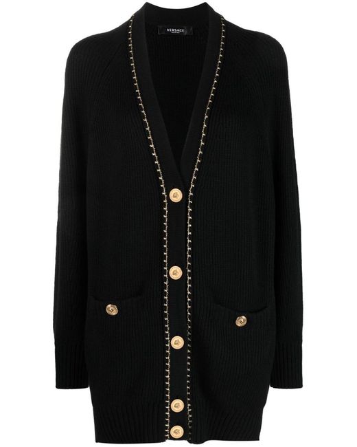 Versace Black Button-fastening Long-sleeve Cardigan