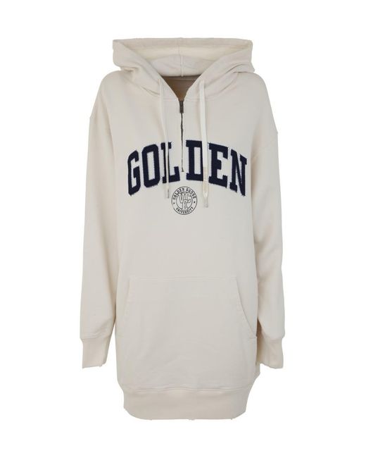 Golden Goose Deluxe Brand Gray Journey W` Sweatshirt Hoodie Dress W/Zip Golden Patch