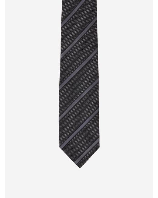 Tom Ford White Contrast Striped Motif Tie for men