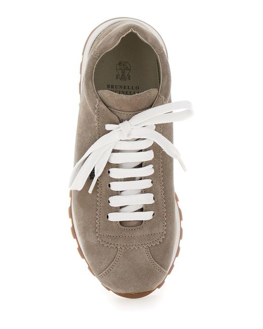 Brunello Cucinelli White Low Top Sneakers With Rubber Sole