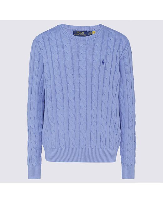 Polo Ralph Lauren Light Blue Cotton Knitwear for Men Lyst