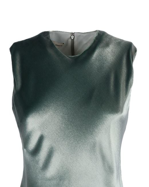 Alberta Ferretti Green Sleeveless Maxi Dress With Subtle Sheen And Flared Hem