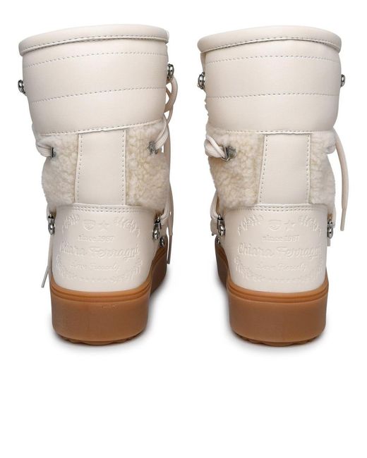 Chiara Ferragni Natural 'snow Cf' Ivory Faux Fur Boots