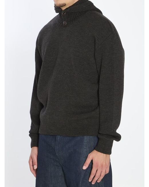 Lemaire Black Hooded Sweater for men