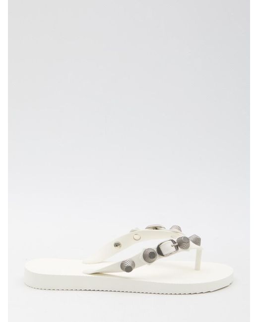 Balenciaga White Cagole Thong Sandals