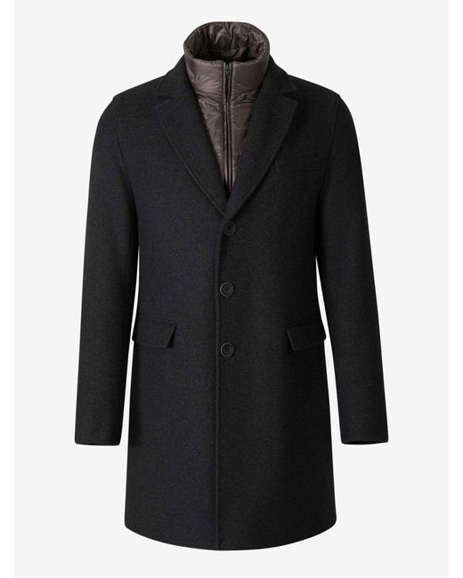 Herno Chester Wool Coat in Black for Men | Lyst