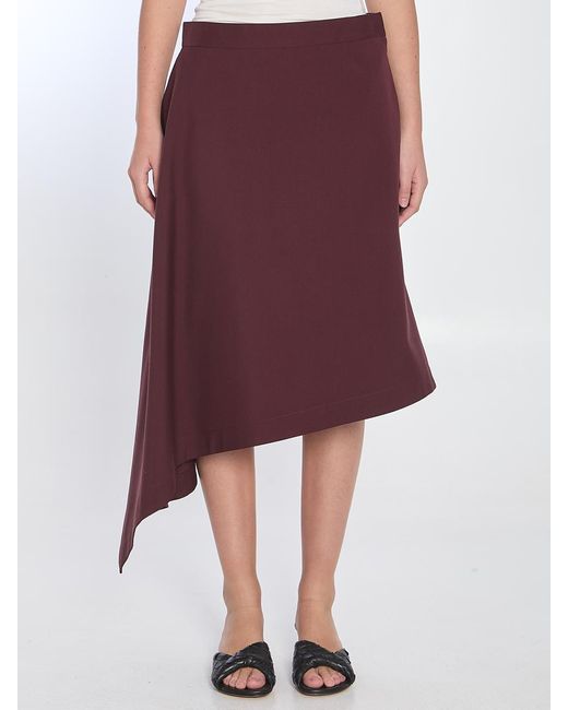 Bottega Veneta Purple Tailored Wool Midi Skirt