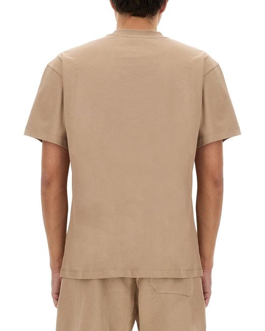 MSGM Natural T-Shirt With Logo for men
