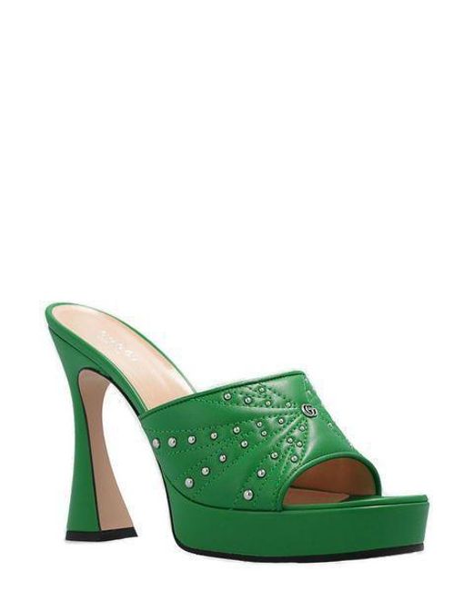 Gucci Green Studded Mules