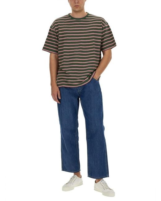 YMC Gray Striped T-Shirt for men