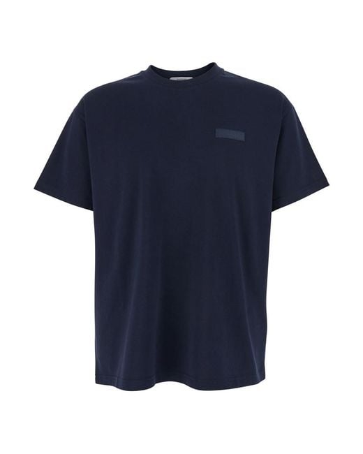 Givenchy Blue Crew Neck T-Shirt With Chest Logo Patch for men